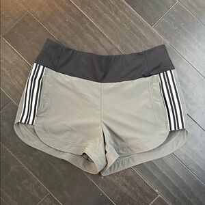 Athleta Gray Athletic Shorts with Black Waistband and Stripe Detail